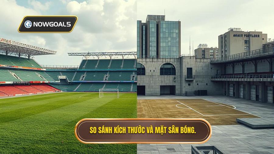 1. Sự khác biệt về kích thước sân và mặt sân